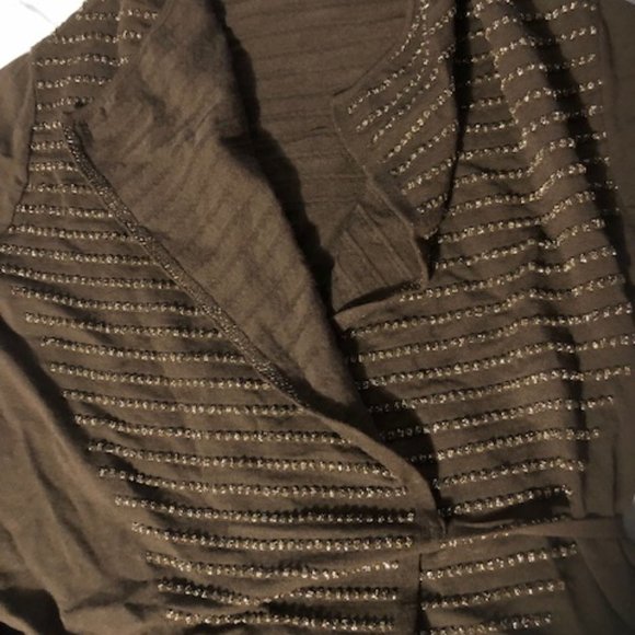 Sarah Pacini Brown and Gold detail wrap cardigan sweater - Picture 3 of 4